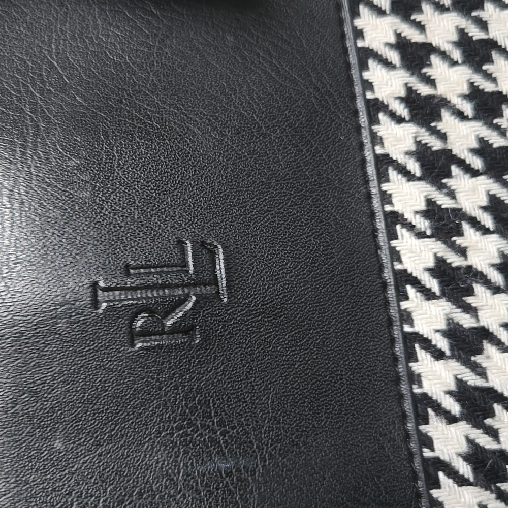 Ralph Lauren Houndstooth Fabric and Leather Tote Bag - Picture 2 of 7